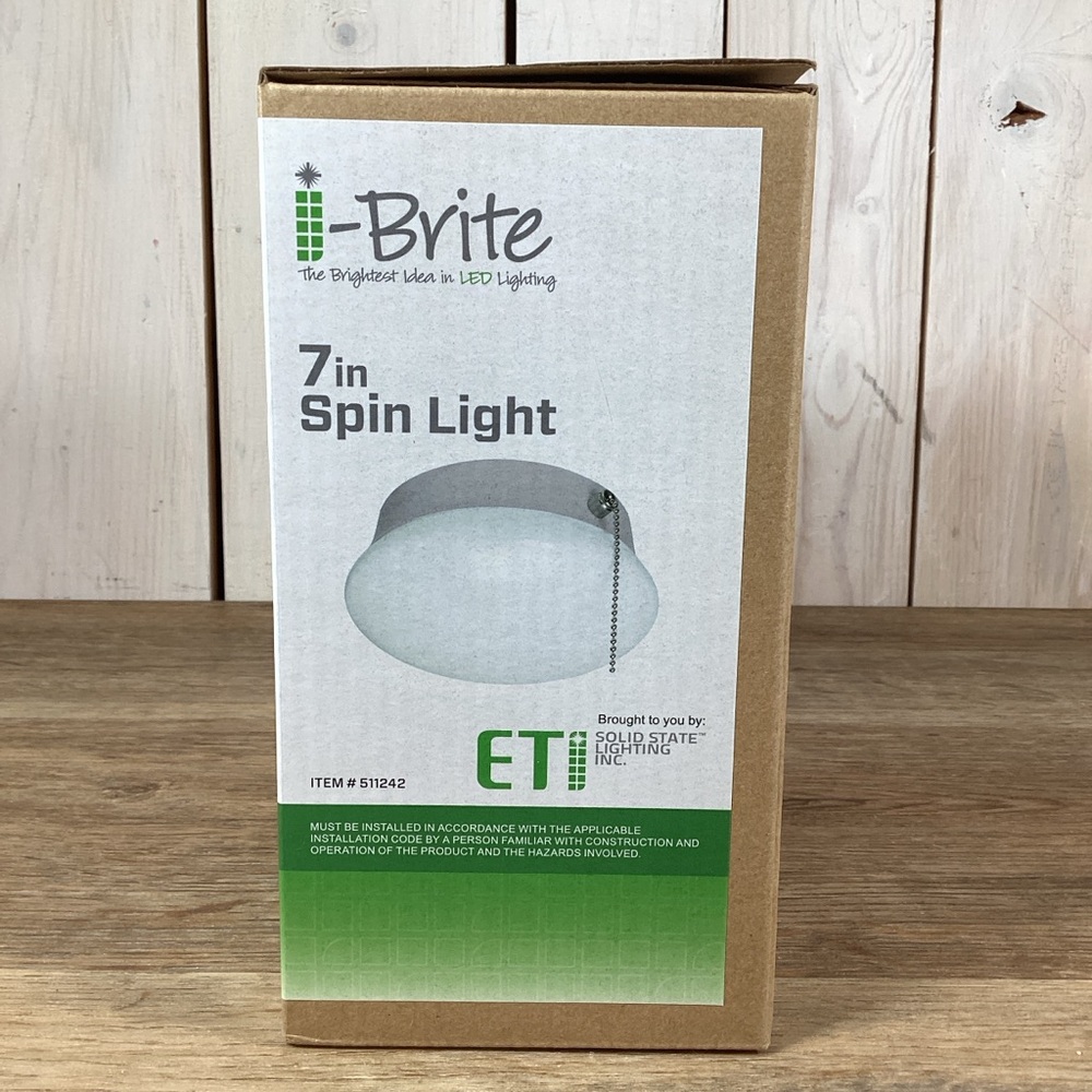New ETI i-Brite Spin Light 7” 60W Flush Ceiling Mount LED Easy Install Silver